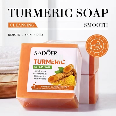 A barra natural erval do sabão da cúrcuma para a obscuridade da lavagem do corpo da cara mancha Underarms íntimos das áreas