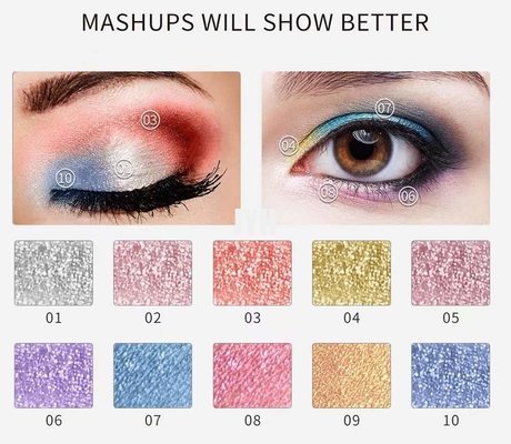 A duração de Diamond Glitter Eyeshadow Waterproof Long de 10 cores metálica vislumbra a sombra para os olhos