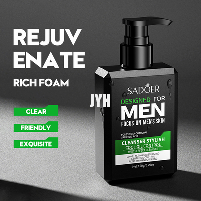 O limpador facial dos homens diários dos cuidados com a pele refrigera o limpador de refrescamento do Multi-efeito do controle do óleo dos homens